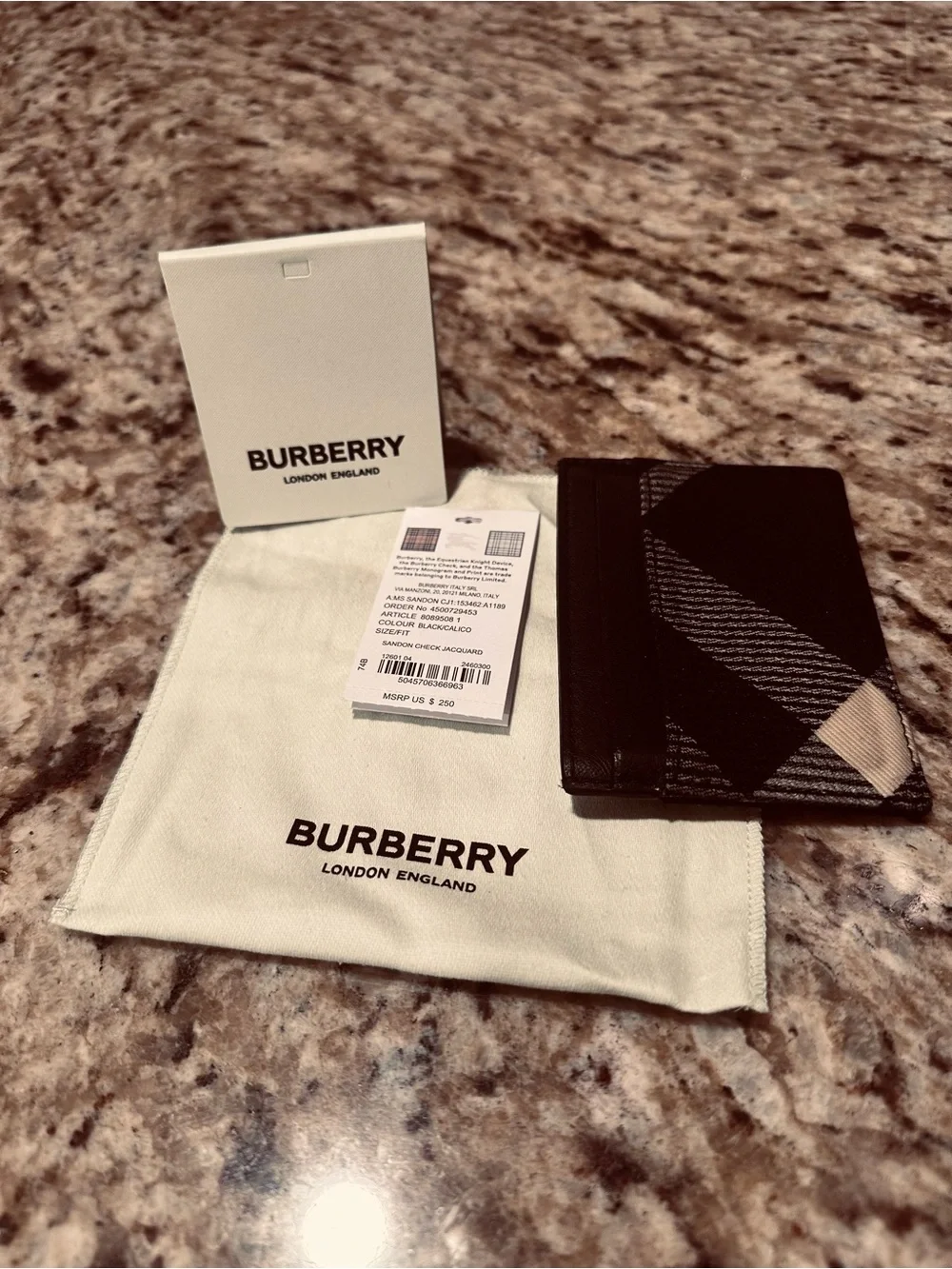 Burberry Black and Beige Check Slim Card Case